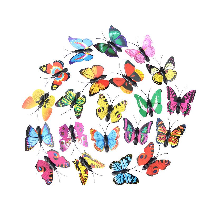 4cm Simulation Butterfly Color Flower Butterfly Decoration Crystal Mud Accessories 3D Simulation Butterfly