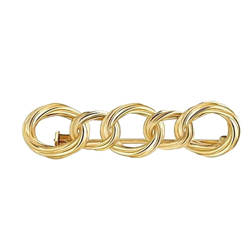 18K Gold Brushed Chain Ring Brooch Pendant, Fashionable and Versatile, High-End Universal Plain Gold Anti-Exposure Pin Brooch