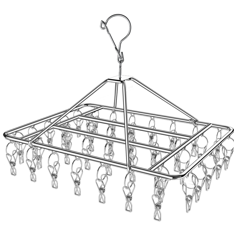 Stainless Steel Sock Rack Clothes Drying Rack Multi-Clip Hanger Sock Clip Multifunctional Sock Drying Rack Square