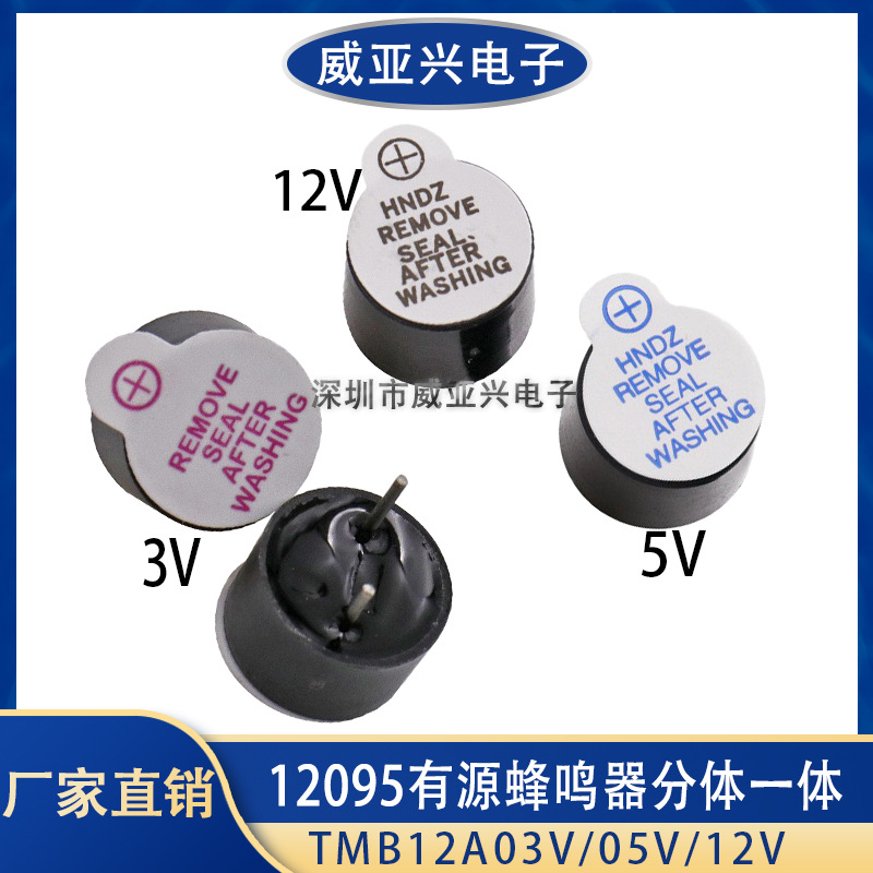 12*9.5mm active buzzer split 12095 TMB12A05 3V 5V 12V DC long sound