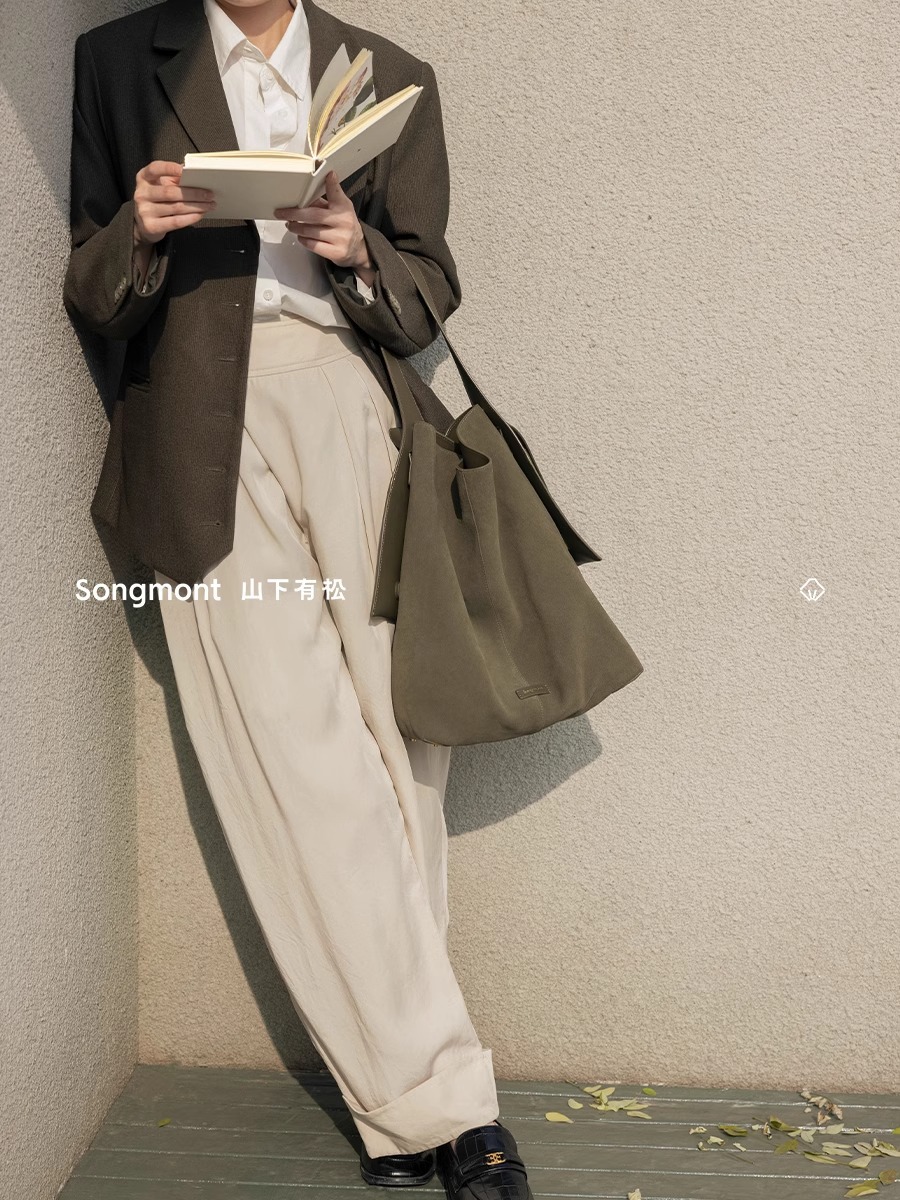 Songmont Yamashita Yousong Large and Small Suede Ear-Hanging Tote Bag Casual Lazy Work Clothing Shoulder Crossbody Bag