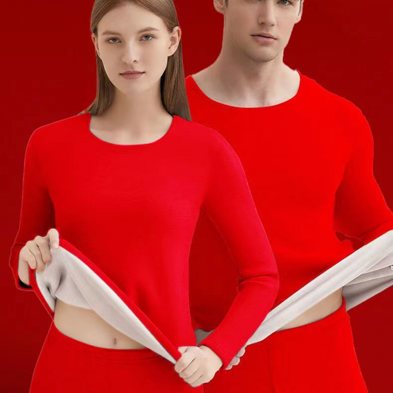 Кашемировое Термобелье Набор для Женщин, Родившихся в Год Дракона, Чистый Хлопок Мужской Ярко-Красный Свадебный Подарок Осеннее Одежда и Брюки