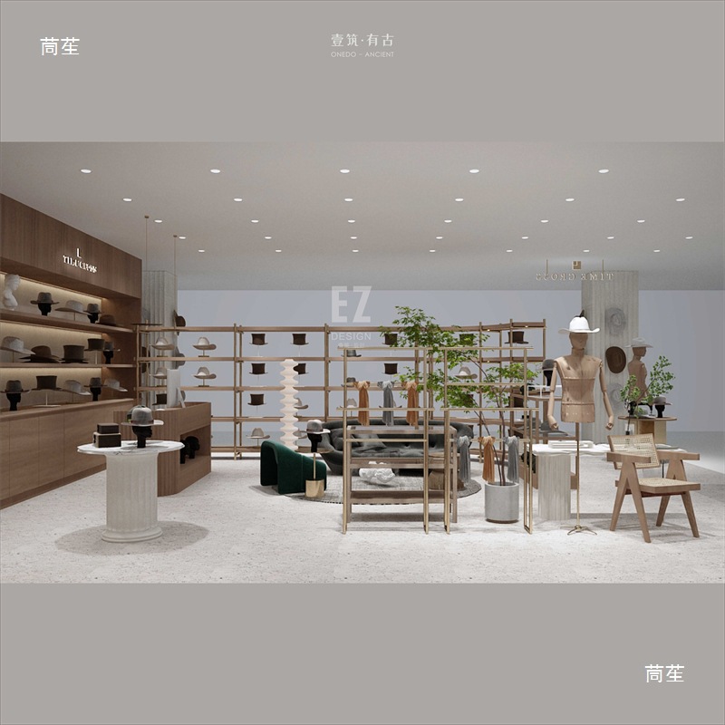 Store Interior Design Drawings and Plans, Shopping Mall Renderings, Retro Clothing Store Store Decoration Guidance