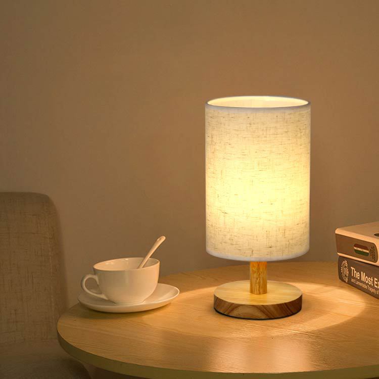 Nordic Solid Wood Fabric Decorative usb Table Lamp Bedroom Bedside Study Homestay Led Night Light Wholesale Decal Creative