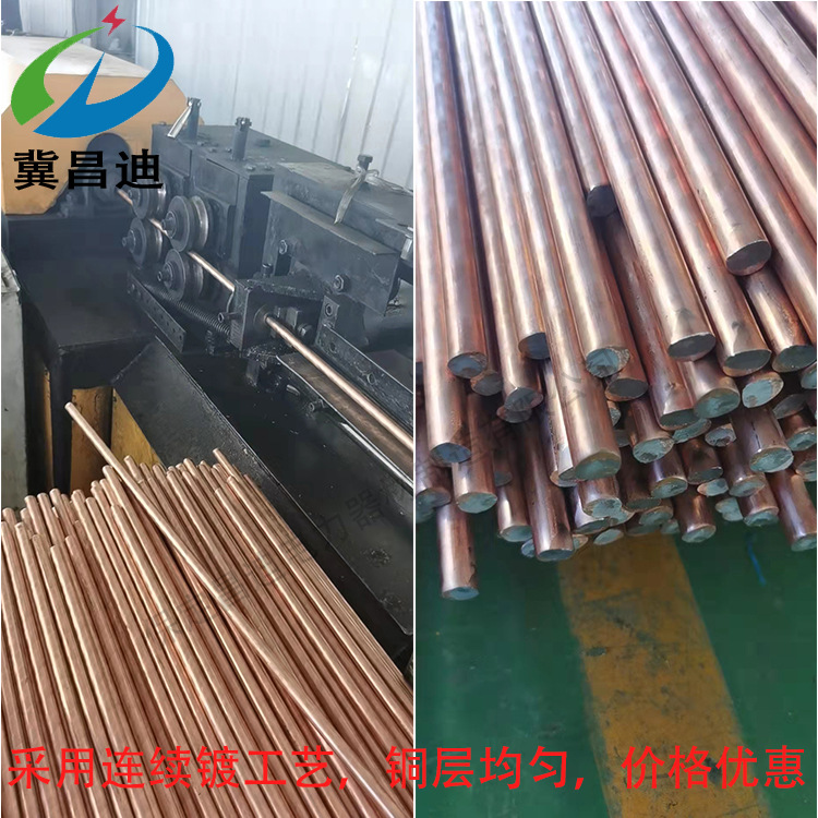 Copper Plated Copper Ground Rod Clad Steel Ground Rod Copper Cladding Steel Ground Pin Stable 0.254 Performance Copper Layer Uniform