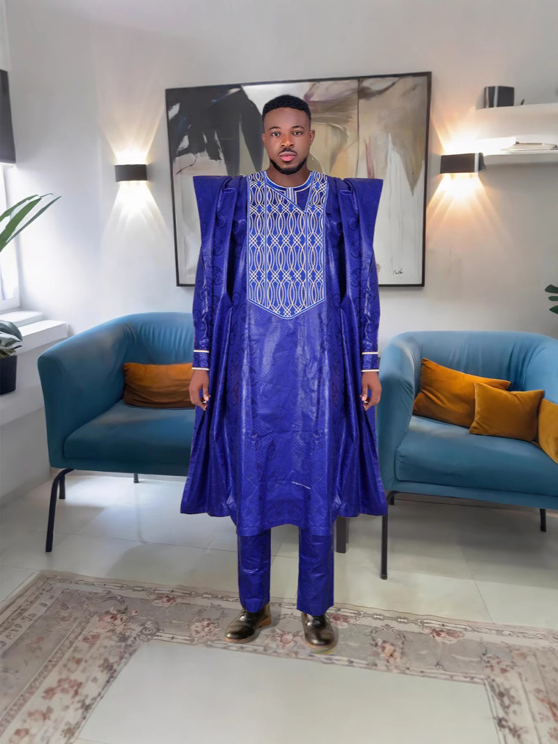 Cross-border foreign trade Europe and the United States Amazon lovers plus size men's new jacquard cloth full craft fragrant three-piece suit