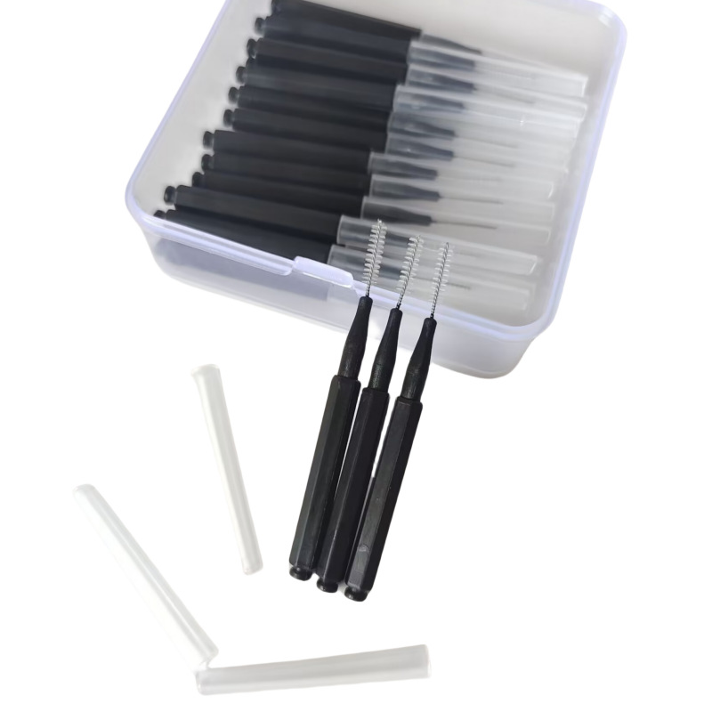 Direct push type interdental brush toothbrush push-pull stainless steel wire cleaning toothbrush braces gap cleaning toothbrush orthodontic