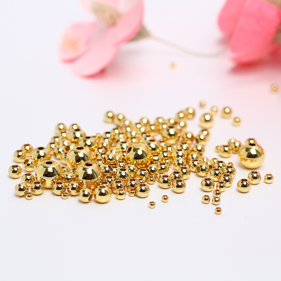 14K Gold-Filled Color-Preserving Beads Transfer Separated by Beads Small Gold Pearlescent Surface Solid DIY Jewelry Handmade Beading Accessories Loose Beads