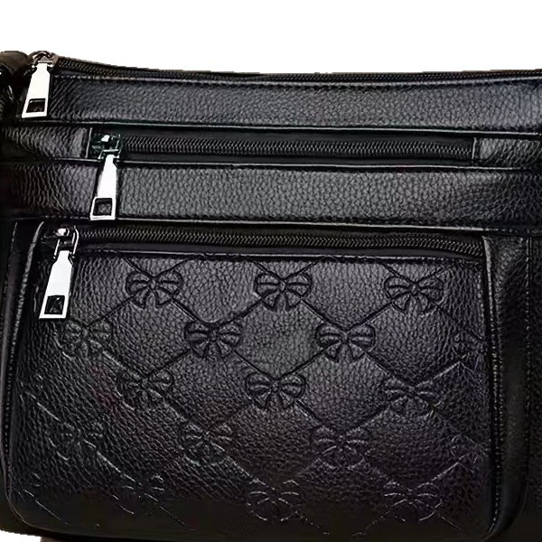 2024 Genuine Leather Middle-aged Women's Bag Mother's Bag PU Bag Women's Middle-aged and Elderly One-shoulder Crossbody Bag Mother-in-law Bag