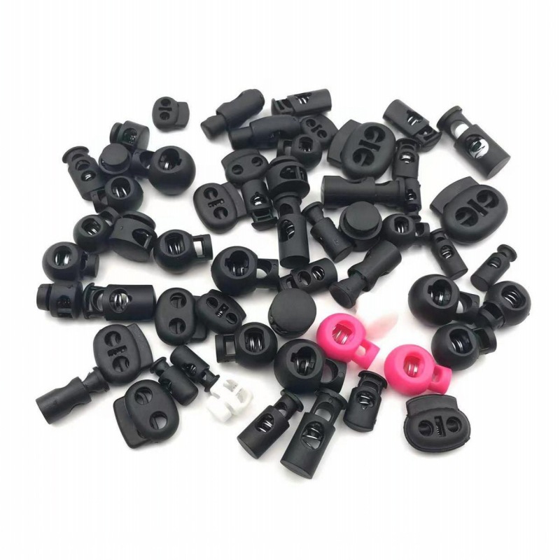 Factory Direct Sales Supply Round Plastic Rope Buckle Double Hole Cylindrical Spring Buckle Pig Nose Buckle Two Holes Colorful