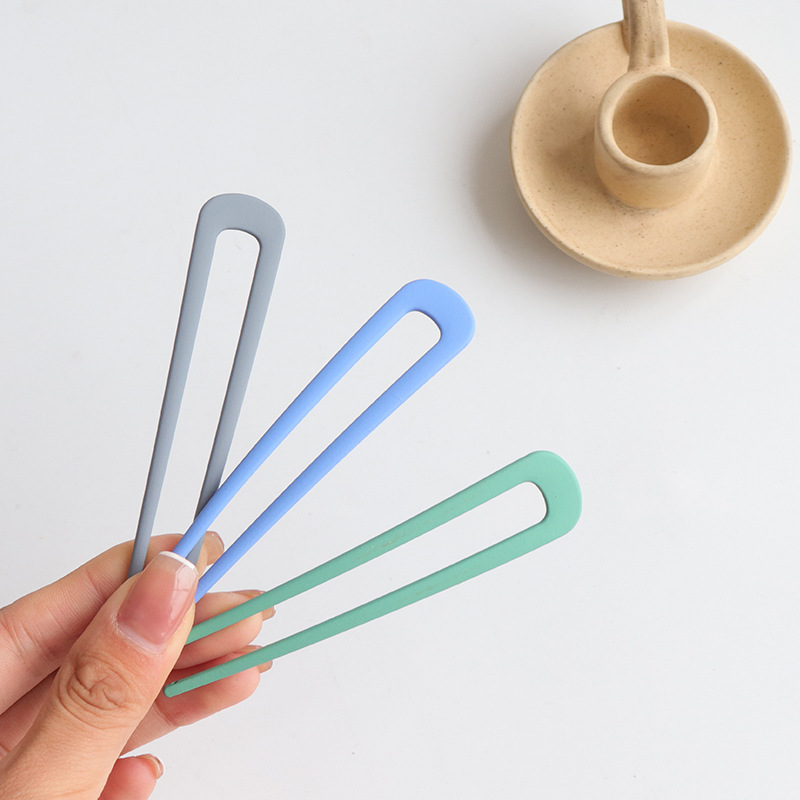 U-Shaped Hairpin Metal Ball Head Hairpin Ancient Style Han Dynasty Frosted Ins Style Pure Color Simple Hairpin Insert Comb Candy Color