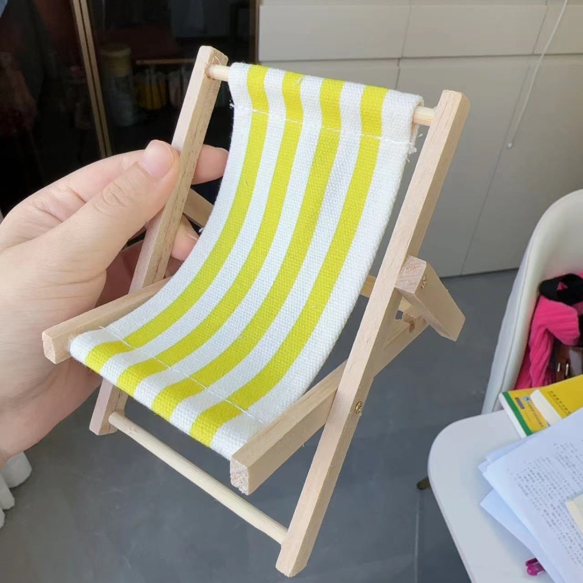 New Year Decoration Gift Mini Doll House dollhouse Pocket Furniture Beach Chair Miniature Foldable Mobile Phone