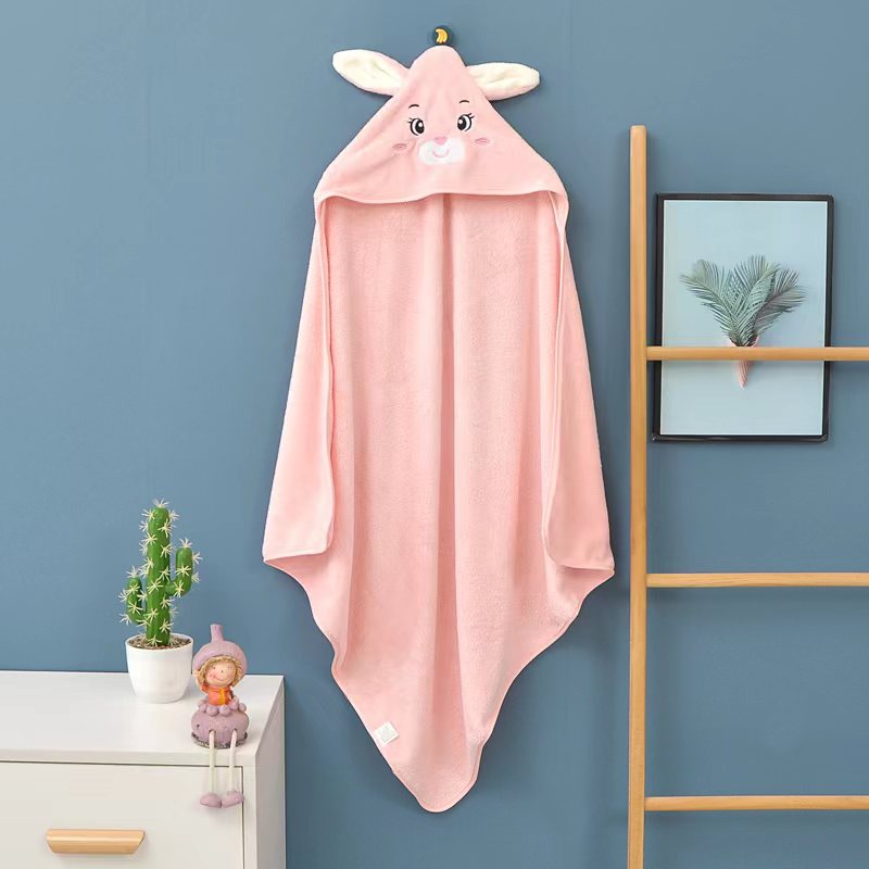 Coral Fleece Children's Bath Towel Bath Wrapping Towel Newborn Wrapping Towel Bag Thickened Cartoon Absorbent Cloak Holding quilt Cross Border