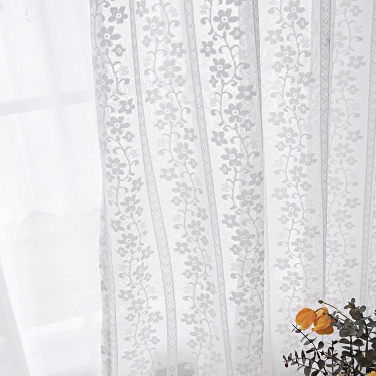 Finely Woven Lace Curtain Fabric White Tablecloth Mosquito Net Curtain Wholesale Small Flower Cross-Border Door Curtain Coffee Curtain Cross-Border