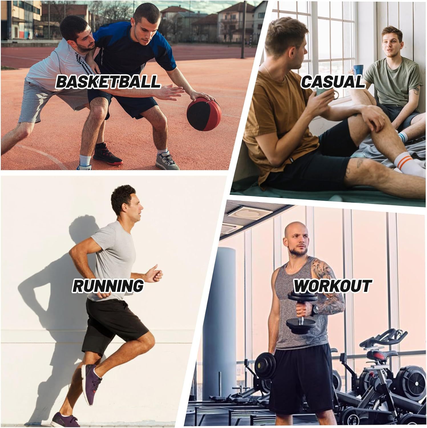 Men's Five-point Solid Color Sports Pants Quick-drying Casual Basketball Shorts with Pocket Running Exercise Sportswear Spot