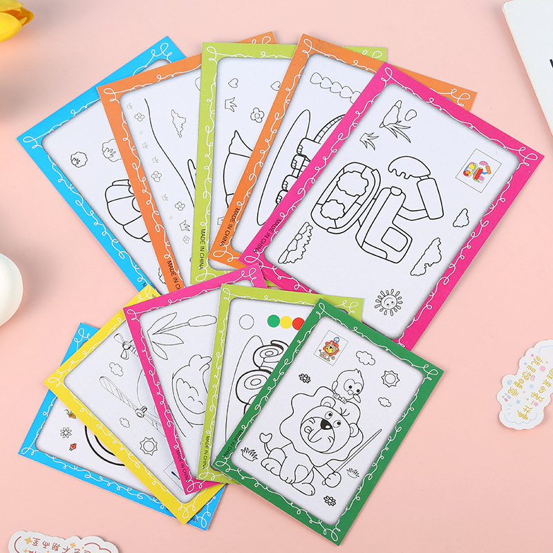 children's graffiti painting paper coloring paper card diy handmade watercolor painting kindergarten graffiti painting toy painting supplies