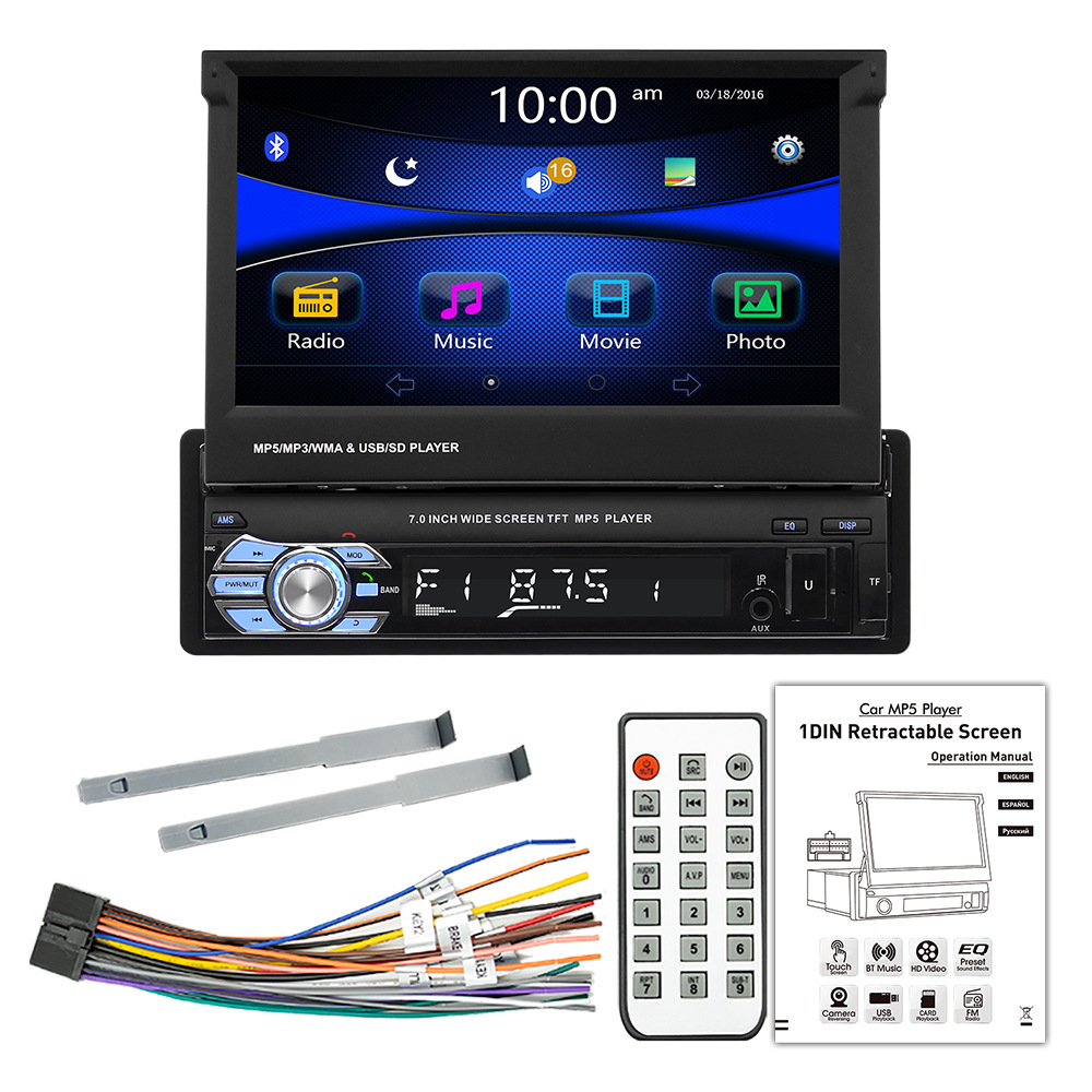 9601 Telescopic 7inch Car Mp5 Card Player Bluetooth Call Reverse Priority with Mp3 Radio