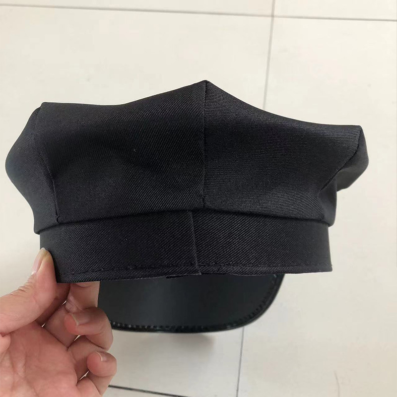 Foreign trade European and American police cap black adult police sexy uniform temptation Halloween props flat top octagonal cap