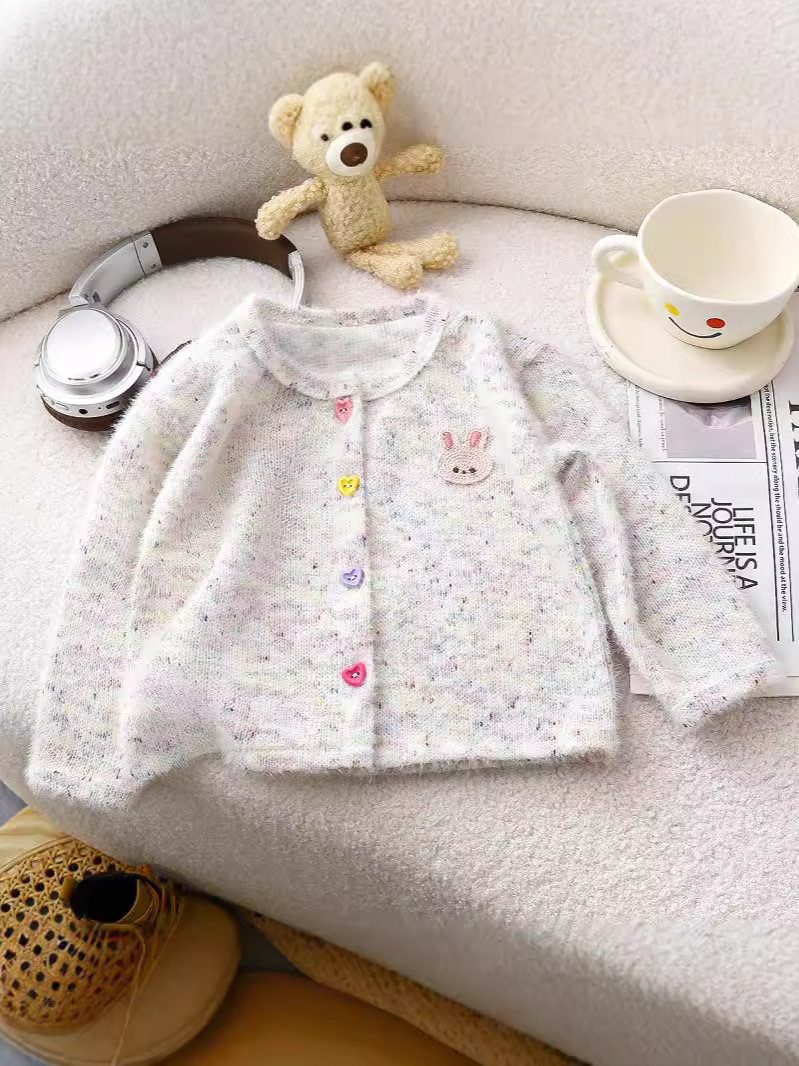 2024 New Autum Style Girls' Style Knitted Cardigan Korean Style Versatile Fashionable Colorfulful Fur Top