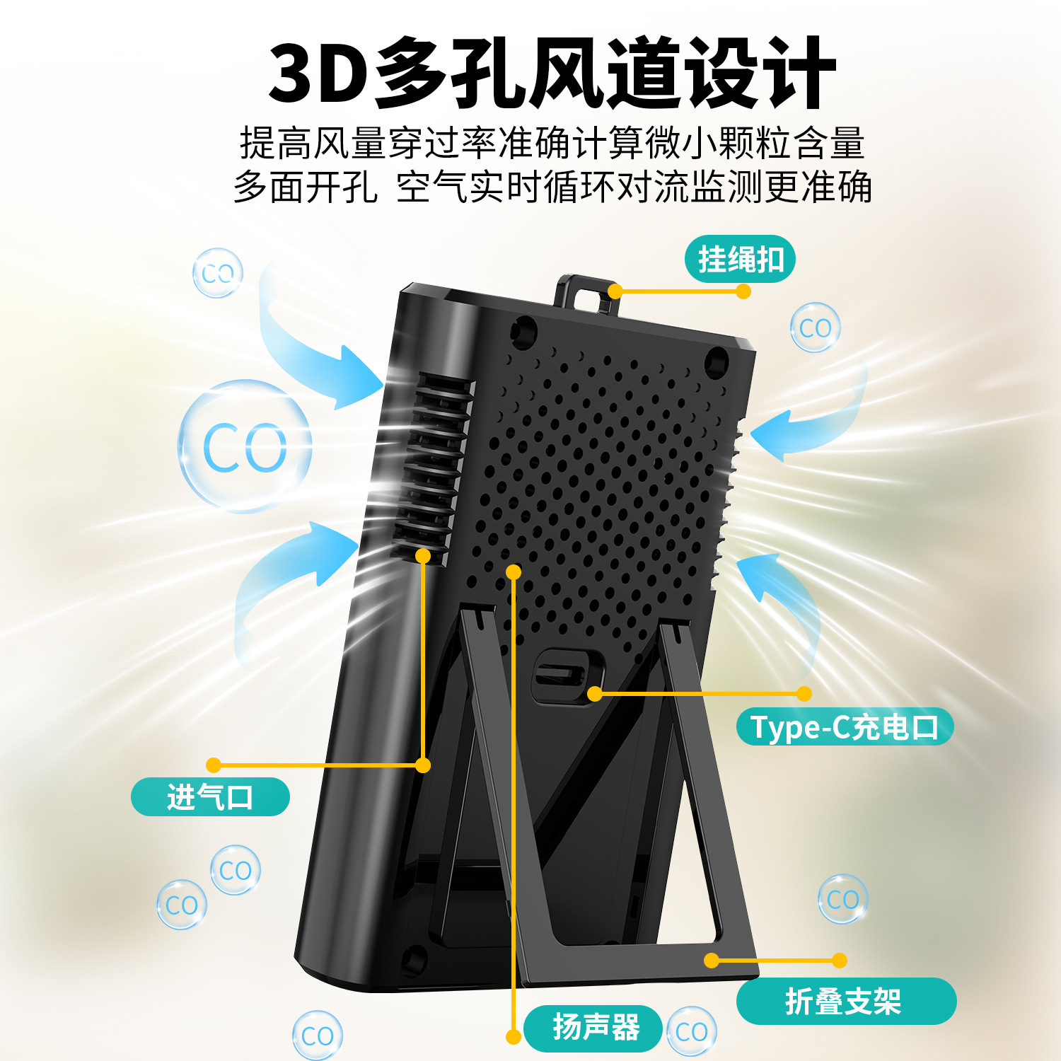 Cross-Border New Product Portable Carbon Monoxide Detector Outdoor Camping Home Carbon Monoxide Detection Alarm Wholesale