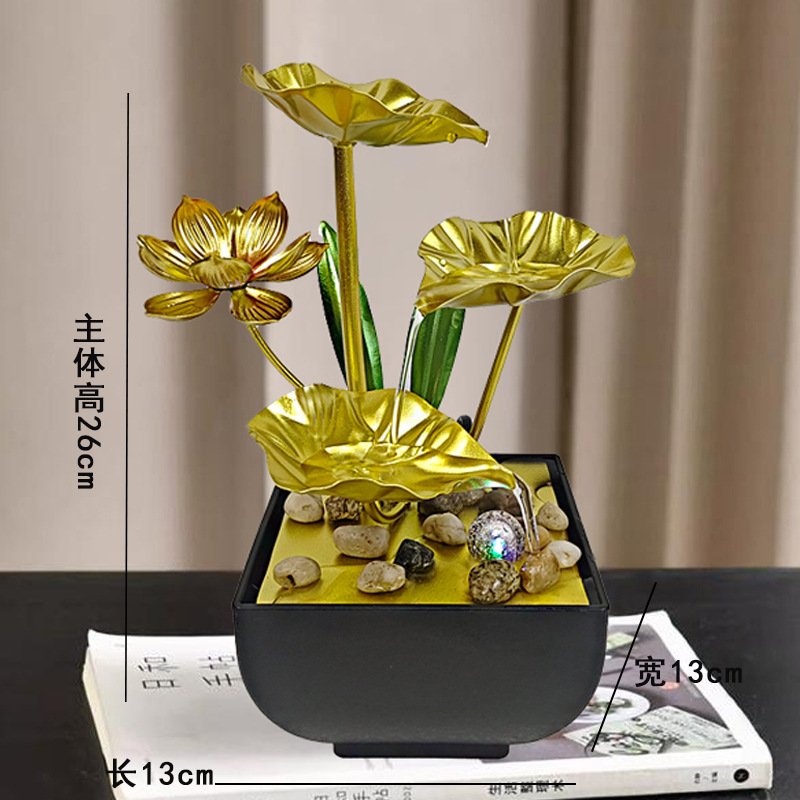 Cross-Border Manufacturers Nordic Light Luxury Home Accessories Wrought Iron Flowing Water Ornaments Humidifier Desktop Ornaments Office Wholesale