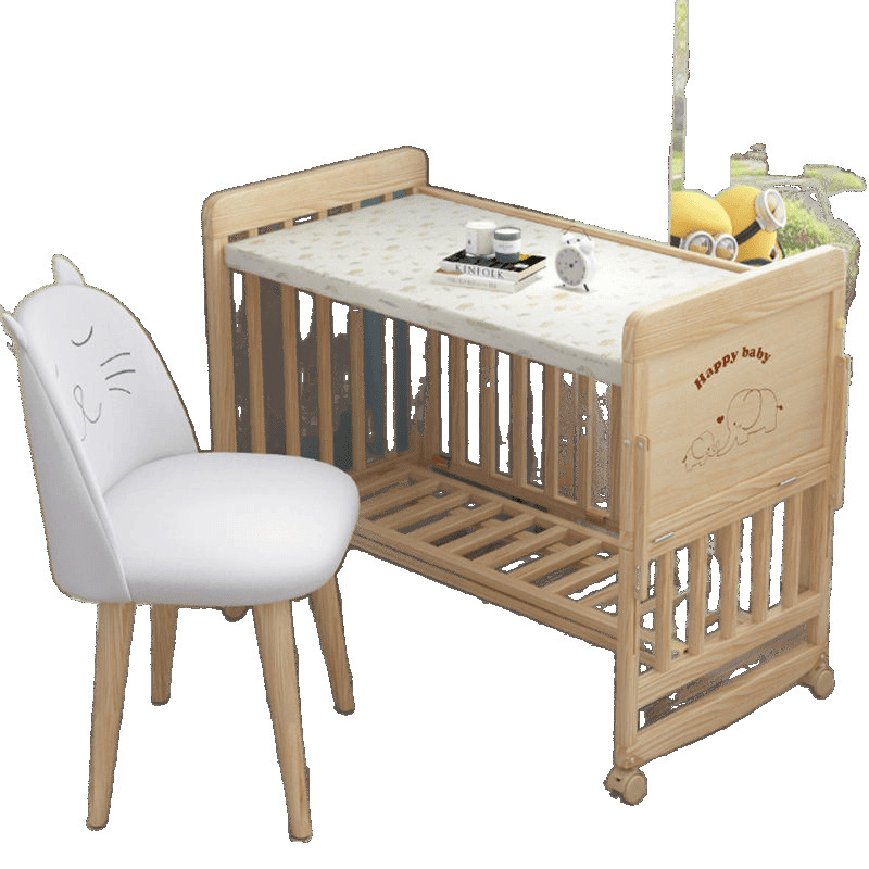 Multifunctional Solid Wood Crib Cradle Bed Kidsren's Bed Changeable Desk Baby Bed Removable Bb Bed Export Wholesale