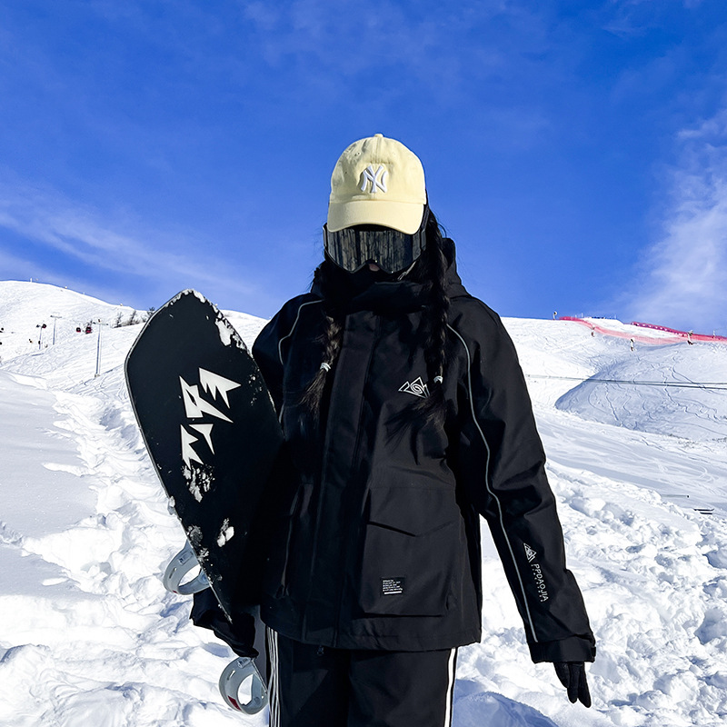 Ski Resort Rental Ski Suit Winter Waterproof Windproof Warm Zipper Velcro Reflective Strip Couple Ski Suit