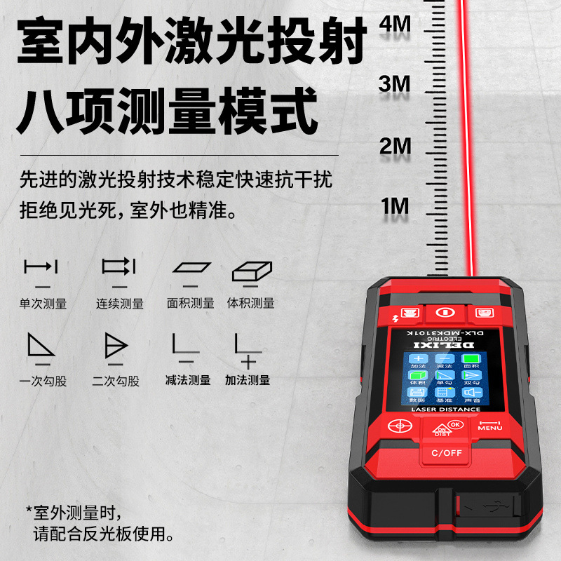 Delixi Multifunctional Wall Detector Measures Steel Wire, Concrete Load-Bearing Wall, Perspective Hidden Line Metal Measurement
