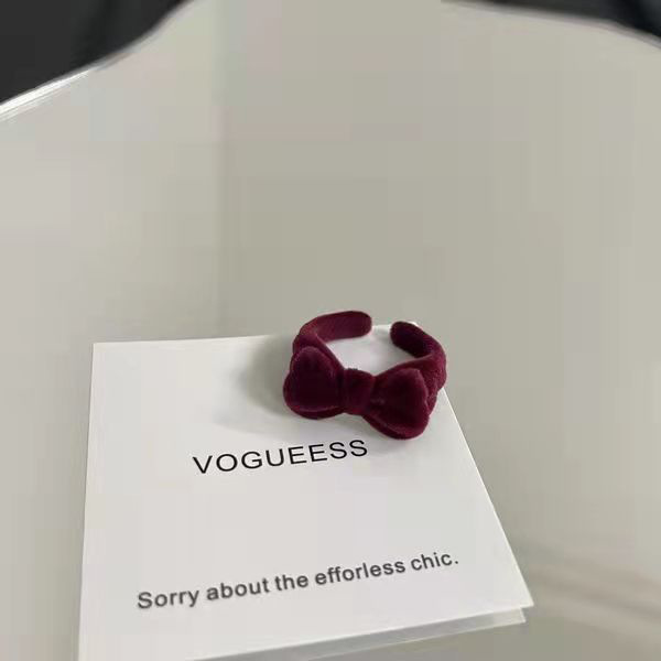 Cute Girly Velvet Ring Vintage Flocking Bow Open Ring French Sweet Autumn and Winter Internet Celebrant Explosions