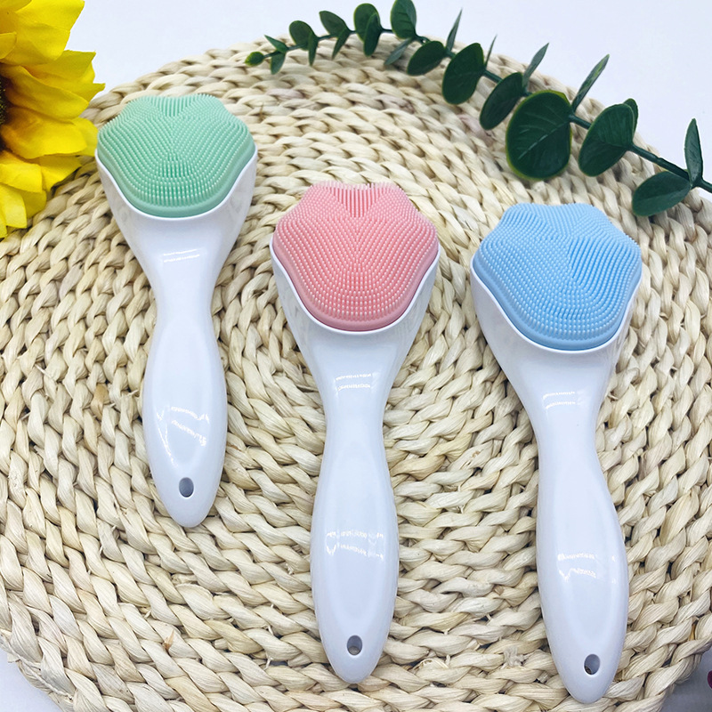 Silicone Soft-Bristled Face Wash Brush, Long-Handled Cat Claw Brush, Silicone Massage Facial Cleansing Brush, Cat Claw Face Wash Brush