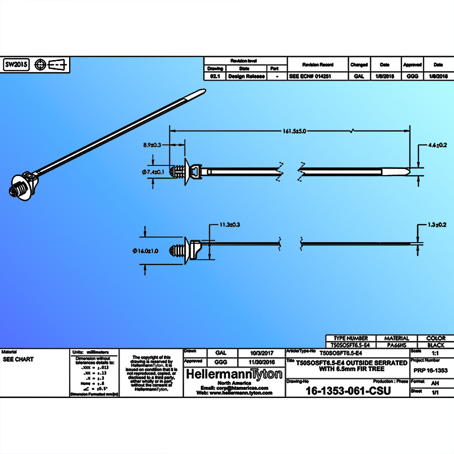 Haiermantai 157-00505 T50Sosft6.5-E4 Black Fir Tree Head Tie