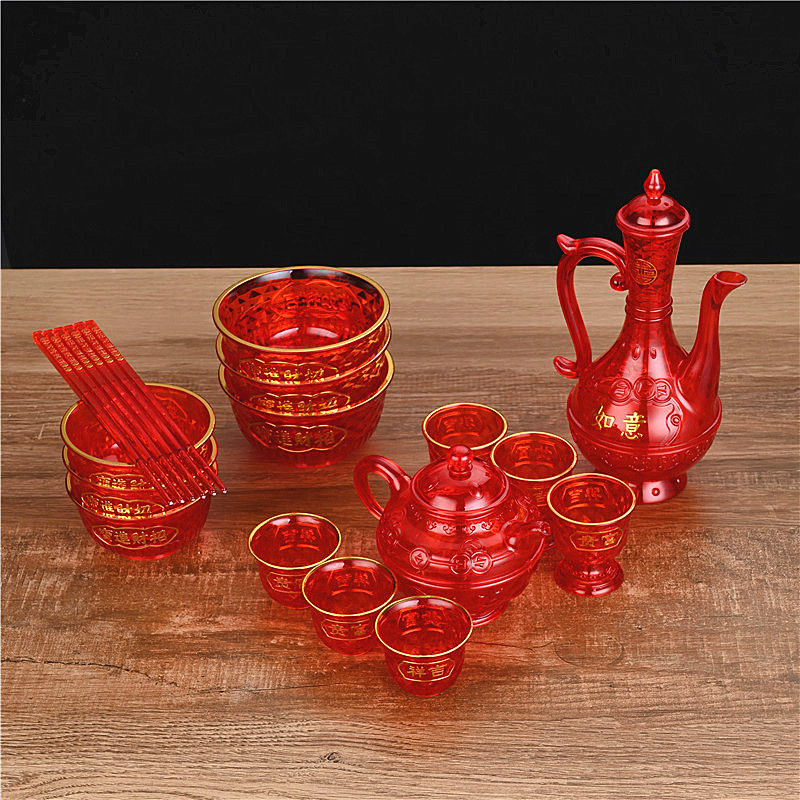 Plastic Crystal Buddha Fruit Plate, Bowl and Chopsticks Series Set, Buddha Utensils for Home Use, Hot Stamping Plate, Factory Direct Sale