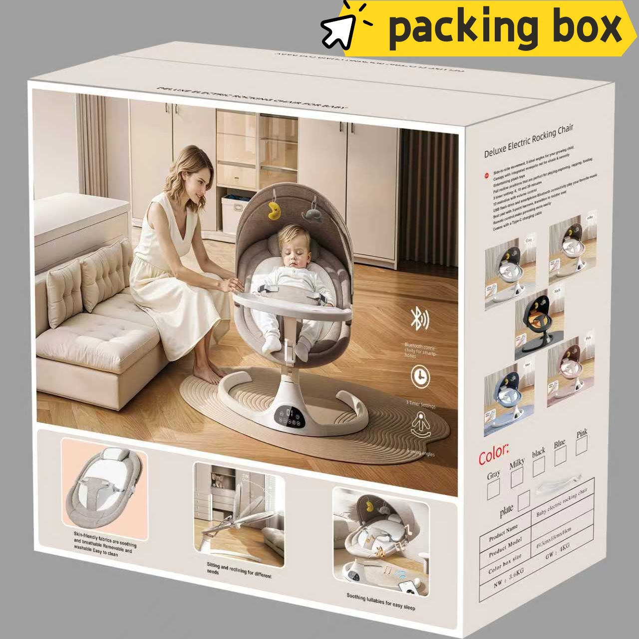 Cross-Border Exclusive Supply of Baby Electric Rocking Chair, Soothing Cradle, Multifunctional Baby Rocking Chair That Can Sit and Lie Down, App Remote Control