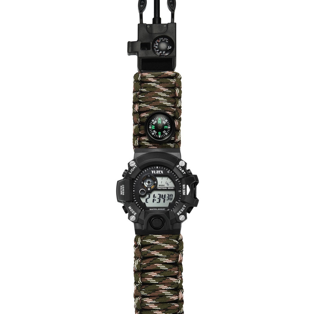 Paracord Waterproof Watch Multifunctional Outdoor Survival Paracord Bracelet Adjustable Outdoor Camping Adventure Bracelet