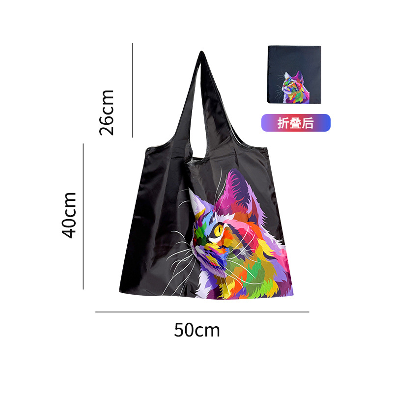 Foldable Eco-Friendly Shopping Bag Portable Cartoon 210D Oxford Cloth Portable Japanese-Style Tote Bag Large Capacity