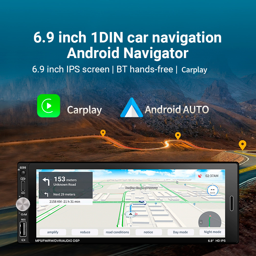 Single-Cylinder 6.9inch Android Central Console Car Large Screen Smart Navigation Car Mp5 Player Car Gps Navigation