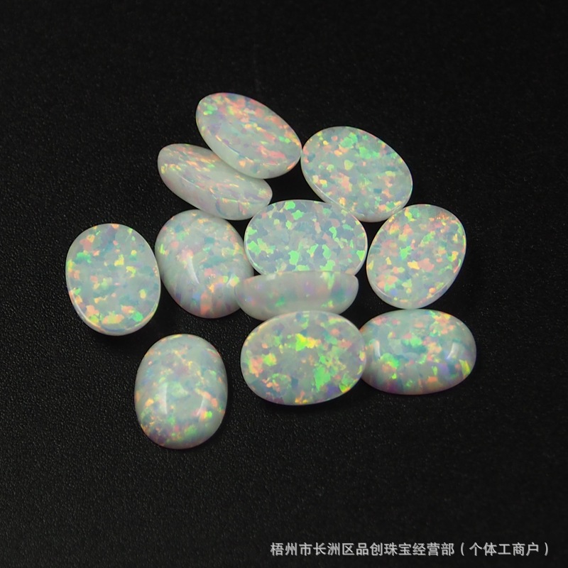 Opal Loose Stone Synthetic Opal Artificial Opal Oval Flat Plain White Colored Opal Cabochon Wholesale in Stock