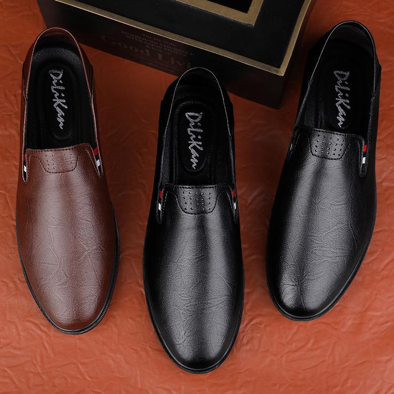 New Casual Shoes D Split Leather Slip-On Casual Leather Shoes for Men - Leather Shoe Size