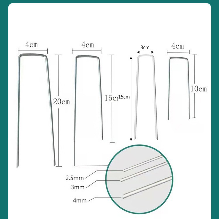 Anti-grass cloth ground nail U-shaped gardening ground cloth lawn galvanized steel wire oblique tip outdoor tent nail film holder