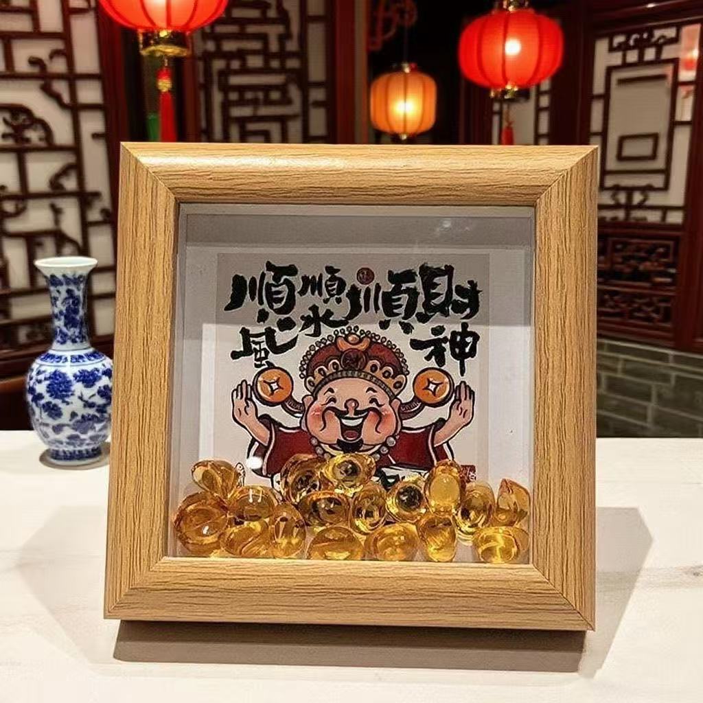 Каллиграфия и живопись маленькие украшения, декоративные картины интернет-знаменитостей, рамки для фотографий с богом богатства, рамки для фотографий на стол, привлекающие богатство, китайский стиль, новый китайский стиль