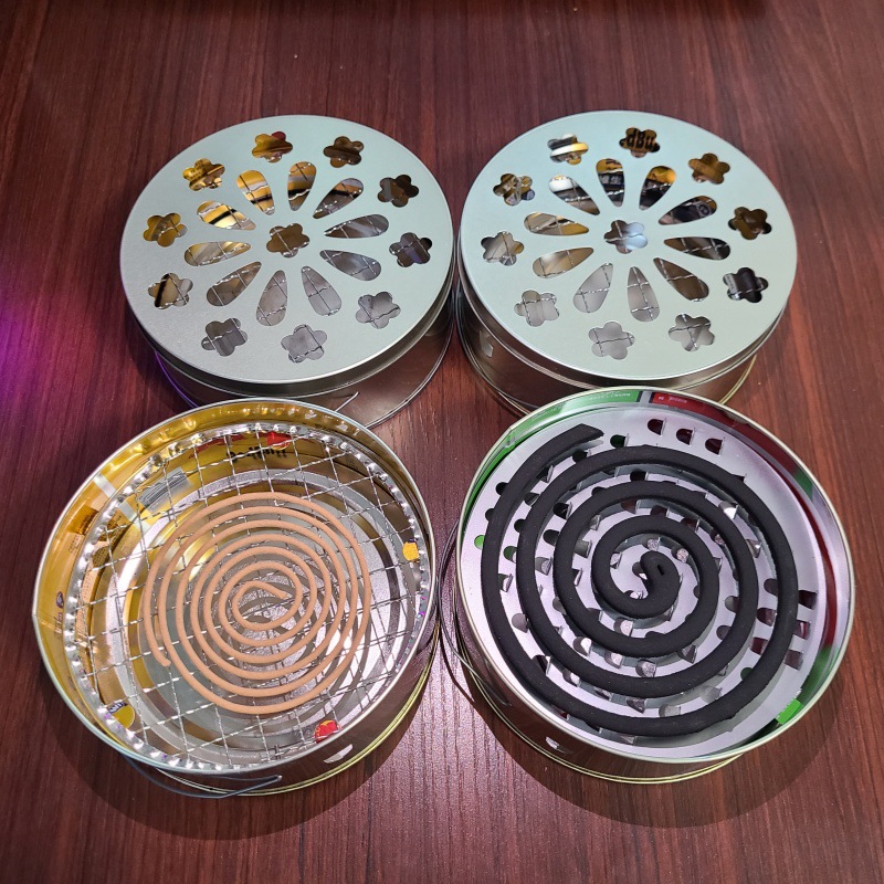 Plum Blossom with Lid Mosquito Incense Box Fireproof Anti-kick Mosquito Incense Plate with Grey Plate Mosquito Incense Plate Portable Mosquito Incense Rack Wholesale