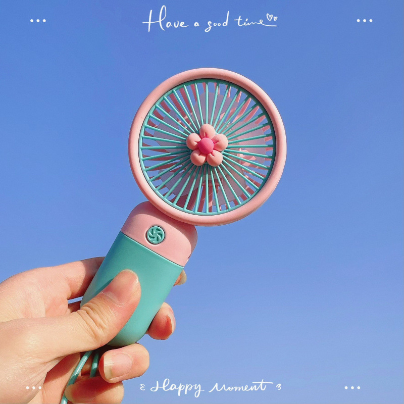Cross-Border Popular Handheld Small Fan Small Flower Cartoon USB Desktop Mini Portable Fan Student Gift Wholesale