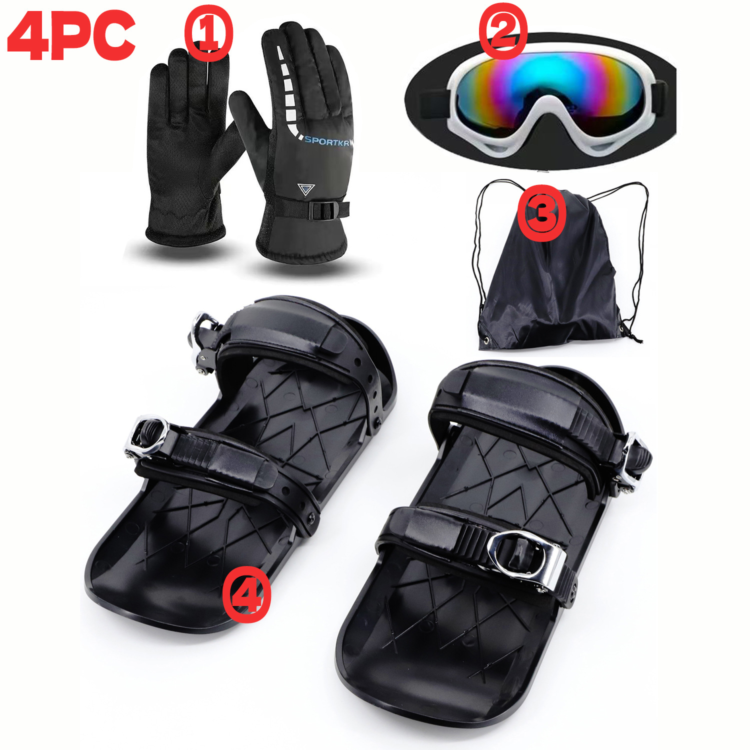 Популярные мини-лыжи для зимнего отдыха, переносные, регулируемые мини-лыжные ботинки