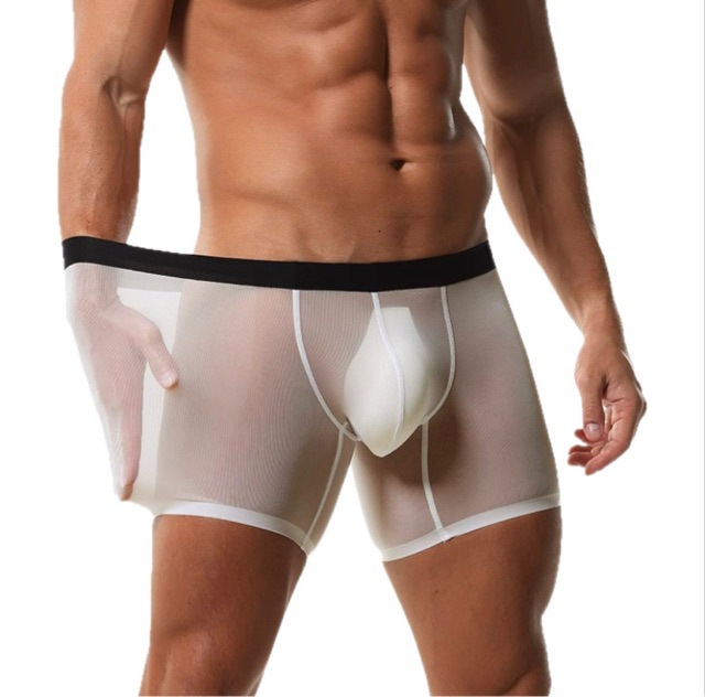 Прозрачные боксеры из ребристого льда, тонкие, прозрачные, с высокой эластичностью, бесшовные, с длинными имитациями, для больших размеров