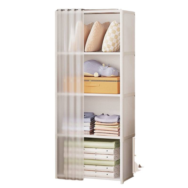 Cross-Border Wardrobe Rental House Household Dust-Proof Curtain Bedroom Bookcase Storage Cabinet Combination Storage Cabinet Storage Bookshelf