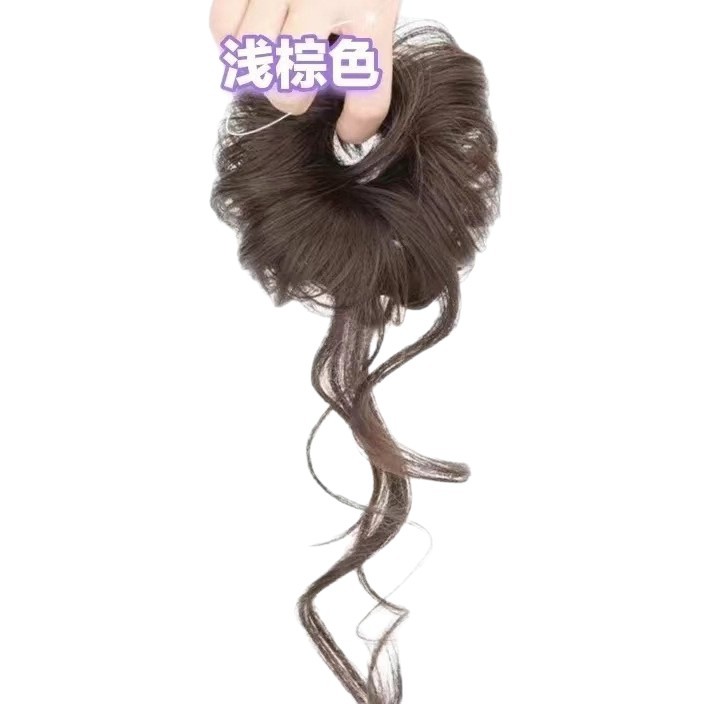 In-Stock Small Weight Long Curly Hair Ring Wig for Women, Dragon Whiskers Hair Ring, Bun Maker, Curly Hair Bun, Natural and Fluffy