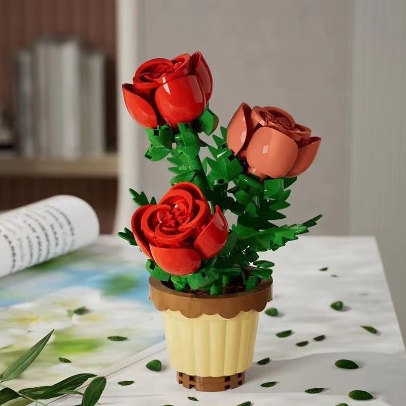 Chaolechuang Micro-particle 7219-30 Building Blocks Eternal Flower Potted Plants Girls Birthday Gift Assembled Building Blocks