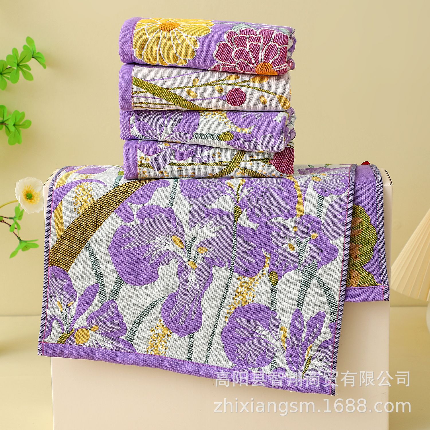 Pure Cotton Gauze Towel Four-Layer Adult Household Cotton Gauze Water-Absorbent Quick-Drying Flower and Bird Cute Bath Towel Female New Style