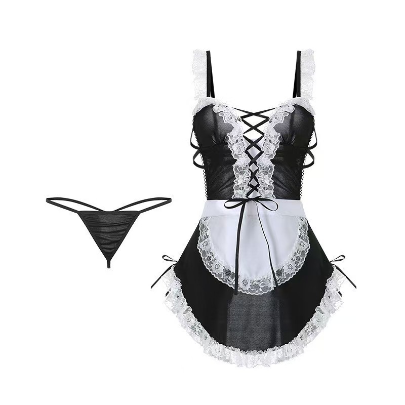 Сексуальное белье, сексуальные подтяжки горничной, одежда с кружевом, униформа горничной с шнуровкой, дропшиппинг