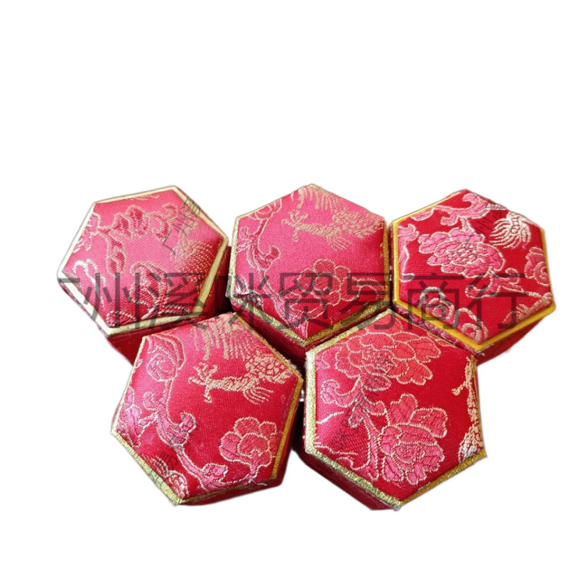 Hexagonal Flip-Top Gold-Edged an Gong Niu Huang Pill Packaging Box Red Gold Dragon Flip-Top Conjoined an Gong Pill Brocade Box